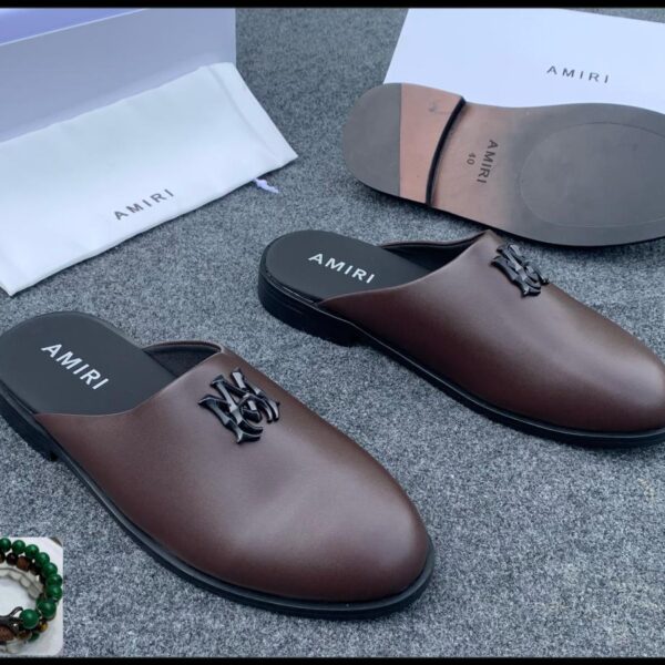AMIRI Men’s Leather Half Shoe Mules – Brown Luxury Footwear