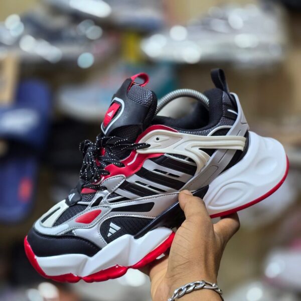 Adidas Vento XLG Deluxe Sneakers – Black, Silver & Red Luxury Streetwear
