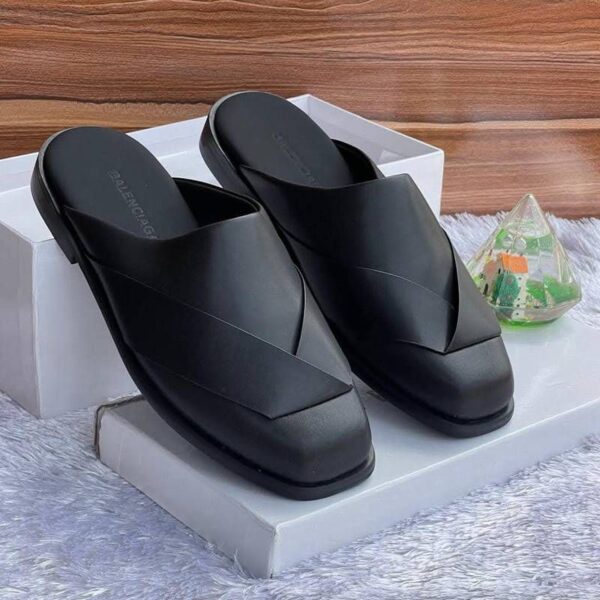 Balenciaga Men’s Black Leather Mules – Luxury Slip-On Footwear
