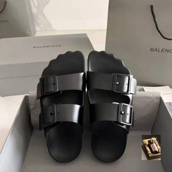 Balenciaga Men’s Sunday Leather Sandals – Black Luxury Slides