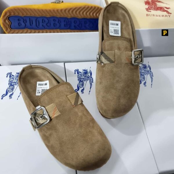 Burberry Urchin Check-Trimmed Suede Clogs – Luxury Designer Footwear