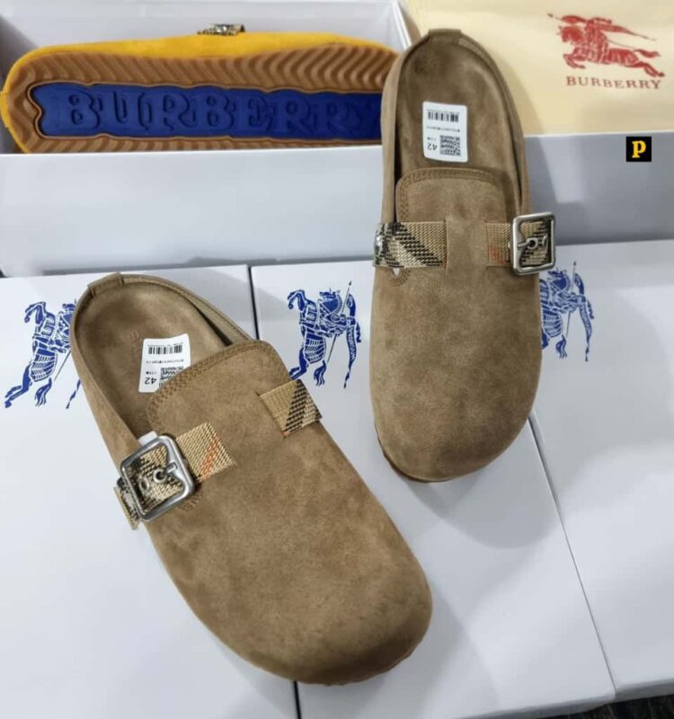 Burberry Urchin Check-Trimmed Suede Clogs – Luxury Designer Footwear