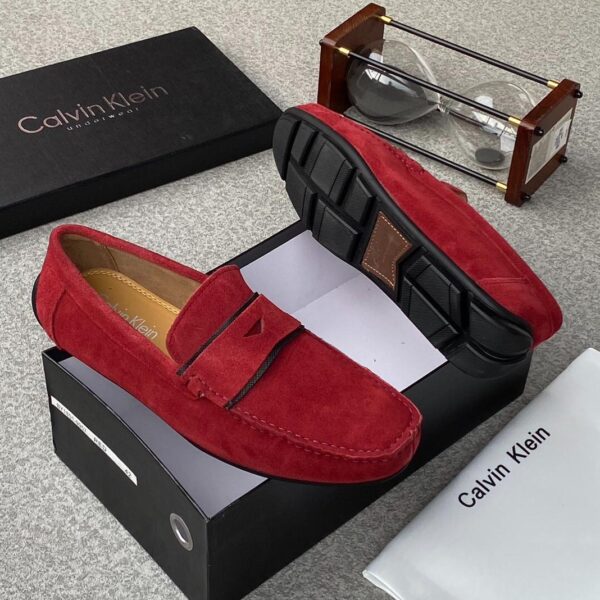 Calvin Klein Men’s Zula Red Suede Penny Loafers – Premium Footwear