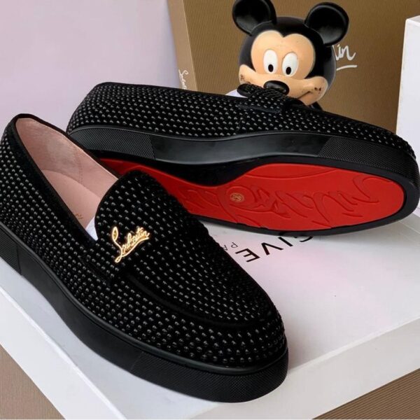 Christian Louboutin Men’s Black Studded Loafers – Iconic Red Sole Luxury Footwear