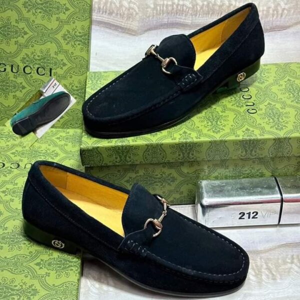 Gucci Men’s Black Suede Horsebit Loafers – Iconic Luxury Footwear
