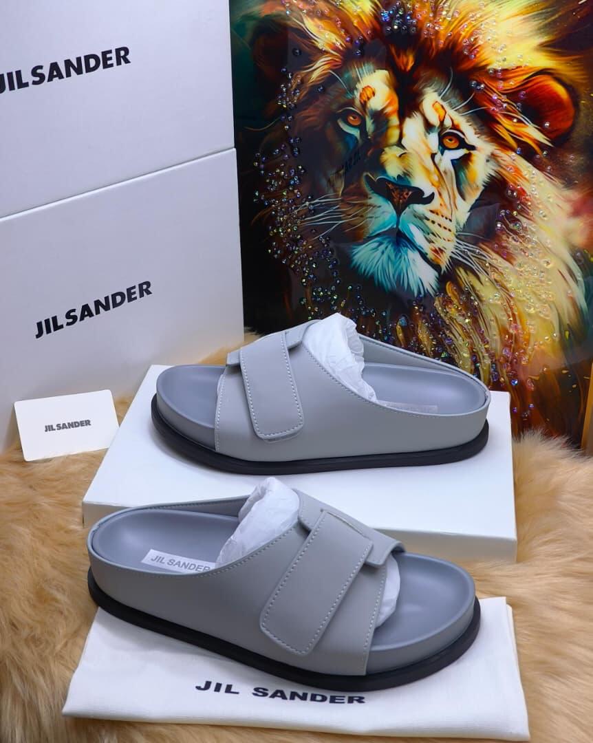 Jil Sander Men’s Grey Leather Slides – Minimalist Luxury Footwear Jil Sander Men’s Grey Leather Slides – Minimalist Luxury Footwear