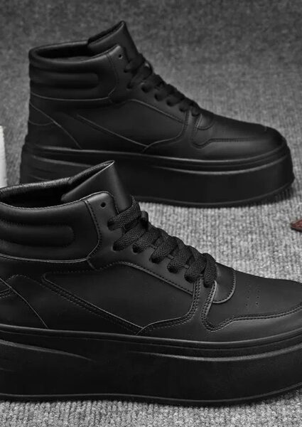 Men’s Black High-Top Platform Sneakers – Bold Streetwear Footwear