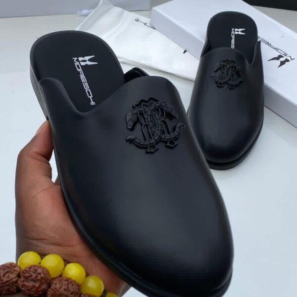 Moreschi Men’s Black Leather Half Shoes & Mules – Classic Luxury Footwear
