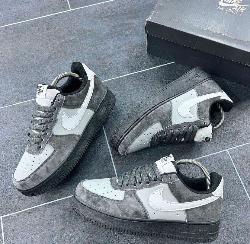 Nike Air Force 1 Low LV8 Sneakers – Grey Suede & White Nike Air Force 1 Low LV8 Sneakers – Grey Suede & White