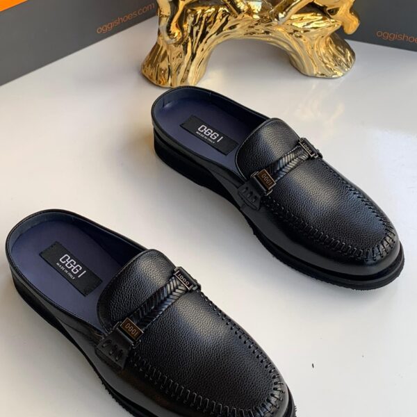 OGGI Men’s Black Leather Half Shoes – Classic Formal Footwear