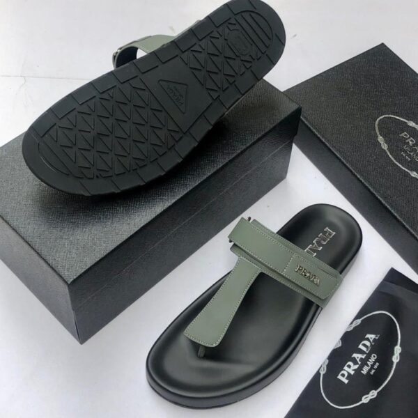 Prada Men’s Smooth Leather Slipper Shoes – Black Luxury Footwear