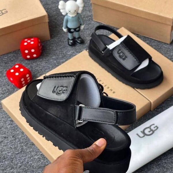 UGG Men’s Goldenstar Hi Slingback Sandals – Black Suede Luxury Footwear