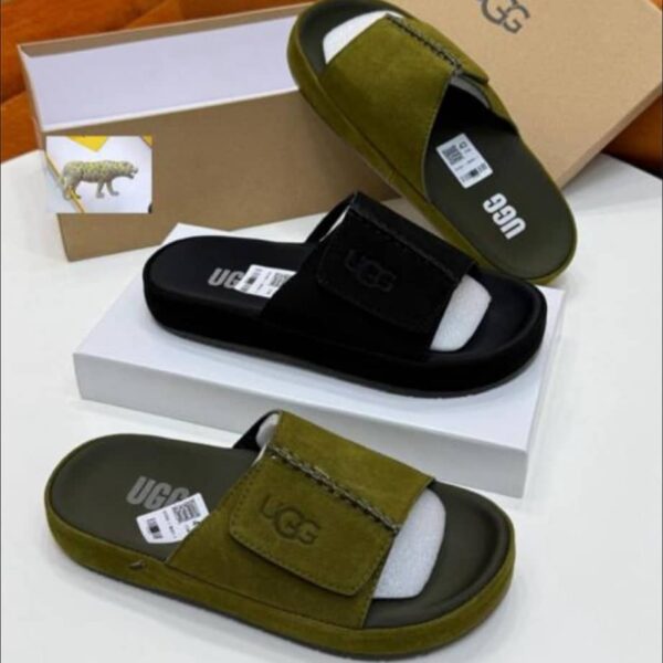 UGG Men’s Suede Slide Sandals – Adjustable Strap Indoor-Outdoor Slides