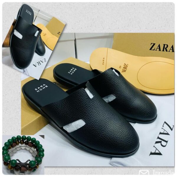 Zara Home Men’s Black Leather Half Shoes – Luxury Footwear