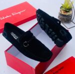 Salvatore Ferragamo Men's Black Suede Loafers