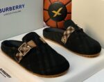 Burberry Urchin Check-Trimmed Suede Clogs