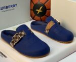 Burberry Urchin Check-Trimmed Suede Clogs
