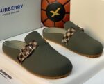 Burberry Urchin Check-Trimmed Suede Clogs