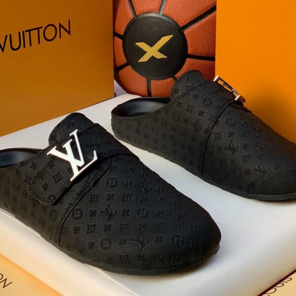 Louis Vuitton Men's Black Luxury Half Shoes (Mules/Clogs)