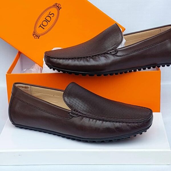 Tod's Men's Brown Perforated Leather Driving Loafers