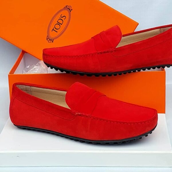 Tod's Men's Red Suede Gommino Driving Loafers