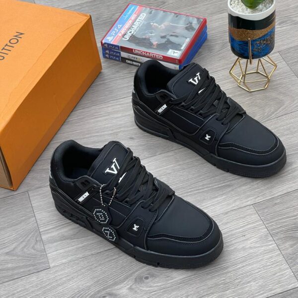 Louis Vuitton LV Trainer Sneaker in Black Embossed Calf Leather
