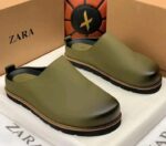 Zara Men's Olive Green Gradient Slip-On Mules