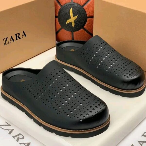 Zara Men's Black Perforated Luxury Half Shoes