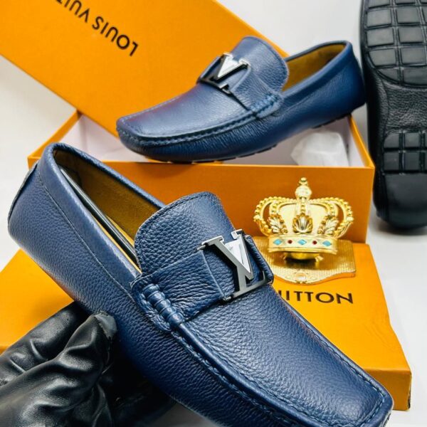 Louis Vuitton Blue Leather Men’s Slip-On Loafers