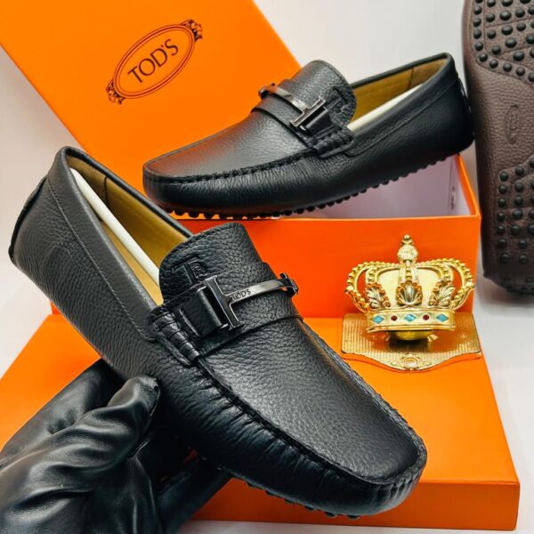 Tod's Black Leather Bit Loafers with Iconic Pebble Sole