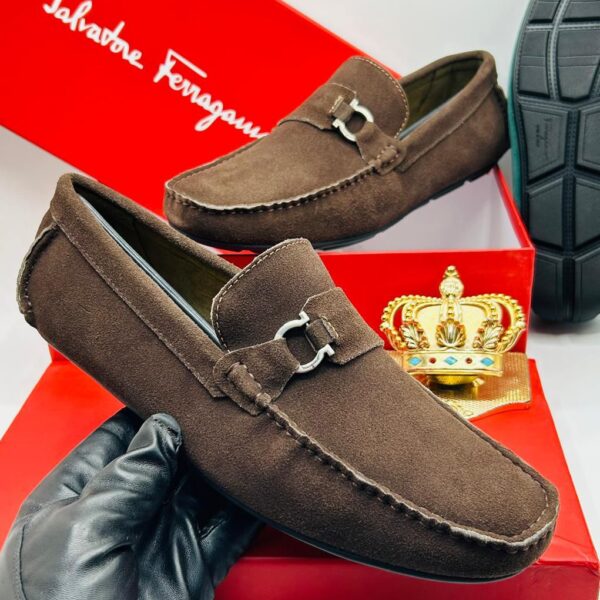 Salvatore Ferragamo Men’s Brown Suede Moccasin Loafers