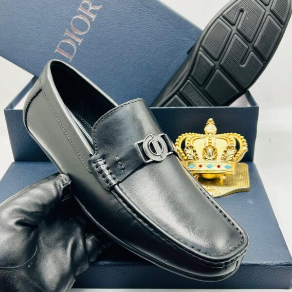 Dior Granville Black Leather Loafers with "CD" Signature Strap