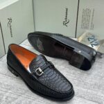 Richwanaz Snakeskin Embossed Horsebit Loafers