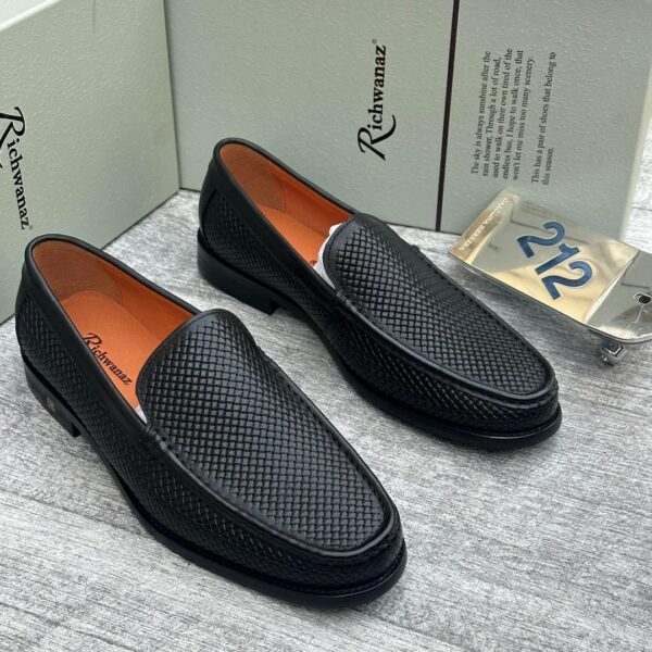 Richwanaz Handcrafted Black Leather Slip-On Loafers