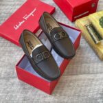 Ferragamo Men's Gancini Brown Leather Loafers