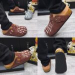 Men’s Luxury Suede Skeleton Mule Slides – Designer-Inspired Slip-On Casual Shoes