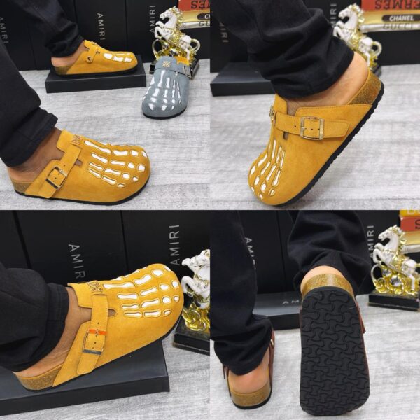 Men’s Luxury Suede Skeleton Mule Slides – Designer-Inspired Slip-On Casual Shoes