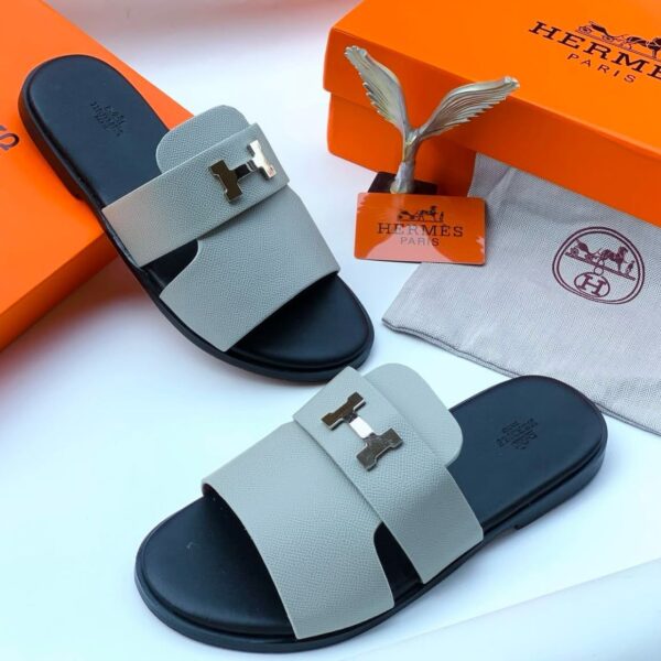 Premium Italian Leather Slides – Designer-Inspired Hermes Paris Style Sandals for Men