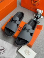 Premium Italian Leather Slides – Designer-Inspired Hermes Paris Style Sandals for Men