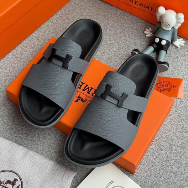 Premium Italian Leather Slides – Designer-Inspired Hermes Paris Style Sandals for Men