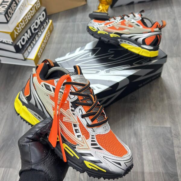Men’s Silver & Orange Chunky Runner Sneakers – Premium Streetwear Sport Trainers