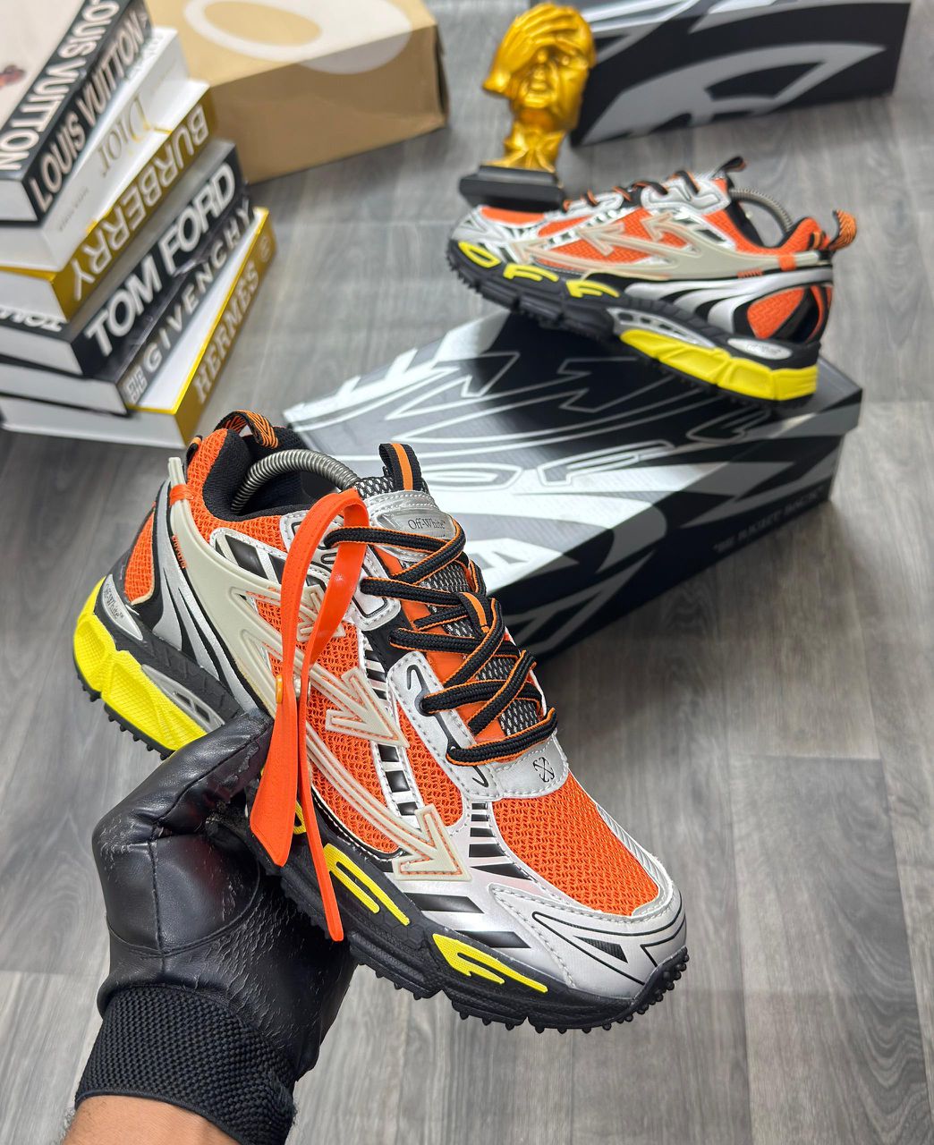 Men’s Silver & Orange Chunky Runner Sneakers – Premium Streetwear Sport Trainers Men’s Silver & Orange Chunky Runner Sneakers – Premium Streetwear Sport Trainers