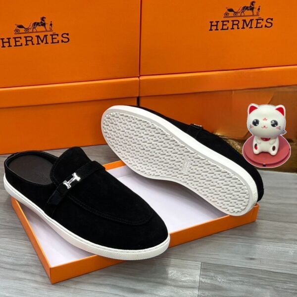 Hermès Men's Likely Mules in Black Suede
