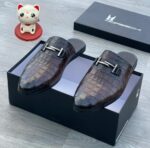 Moreschi Men's Brown Crocodile-Embossed Leather Mules - Italian Slip-On