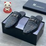 Moreschi Men's Black Crocodile-Embossed Leather Mules - Italian Slip-On