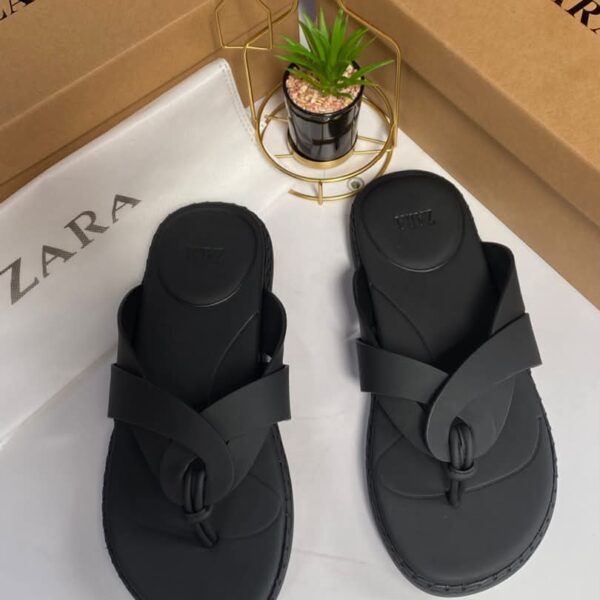 Zara Men's Black Criss-Cross Thong Sandals