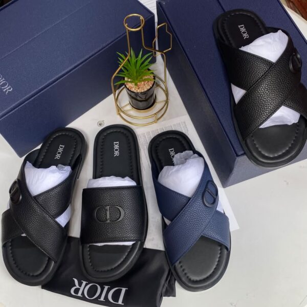 Dior Alias Men's Embossed Monogram Leather Cross-Strap Sandals