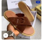 Dolce & Gabbana Men's Suede Slippers with Embossed DG Logo