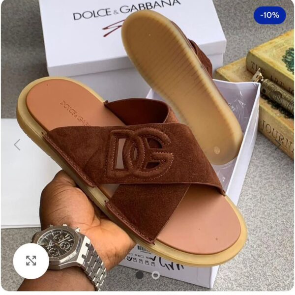 Dolce & Gabbana Men's Suede Slippers with Embossed DG Logo
