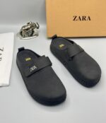 Zara Men's Black Suede Strap Mule Clogs